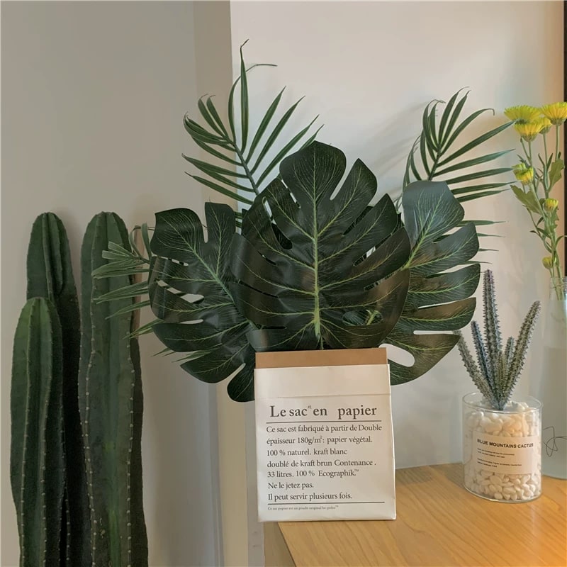 Artificial Monstera Leaf Set in a Kraft Gift Box photo 6