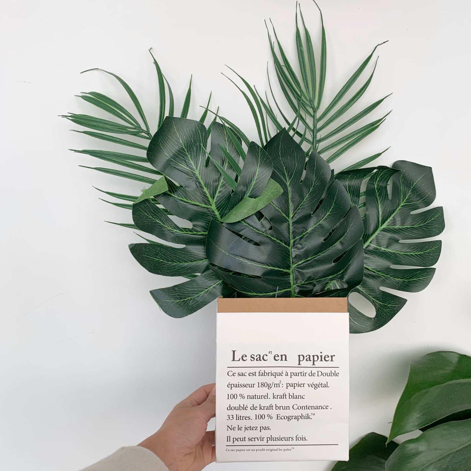 Artificial Monstera Leaf Set in a Kraft Gift Box photo 5