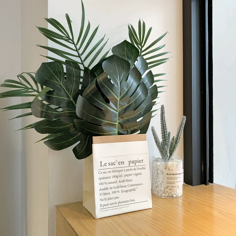 Artificial Monstera Leaf Set in a Kraft Gift Box photo 2
