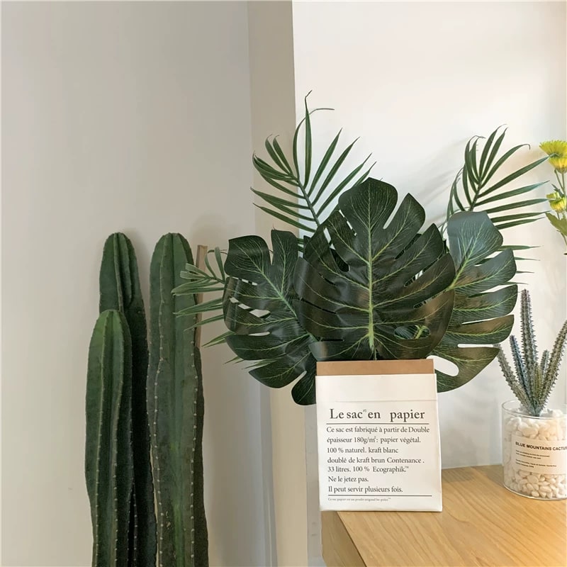 Artificial Monstera Leaf Set in a Kraft Gift Box photo 4