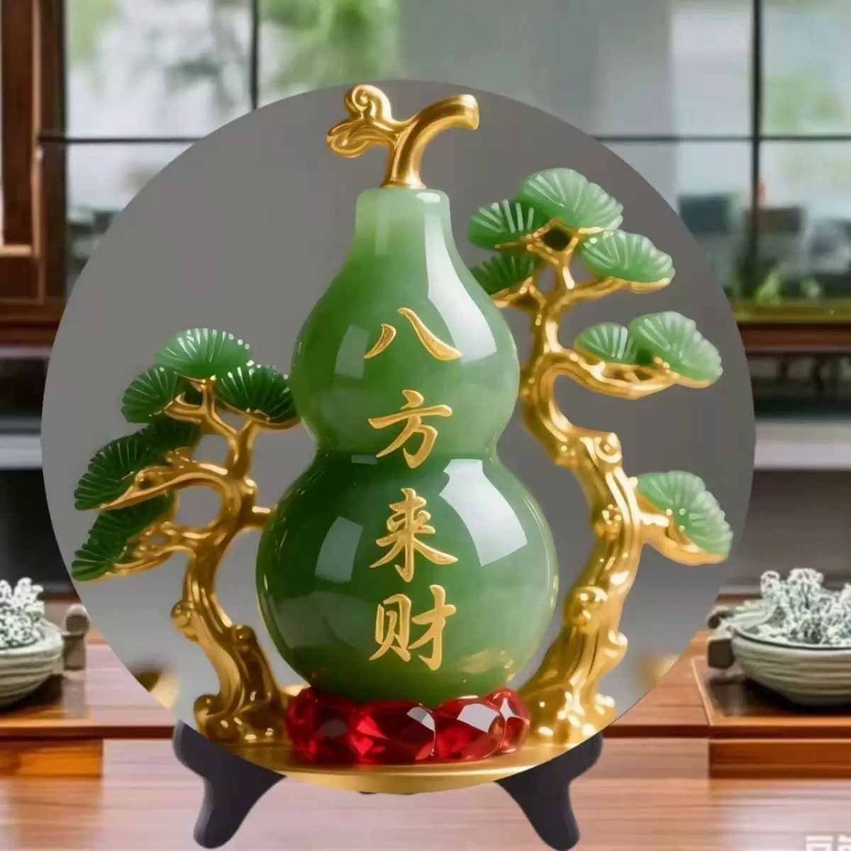 Jade-Green Gourd Display Plaque with Stand — Home & Furniture on G+ Market