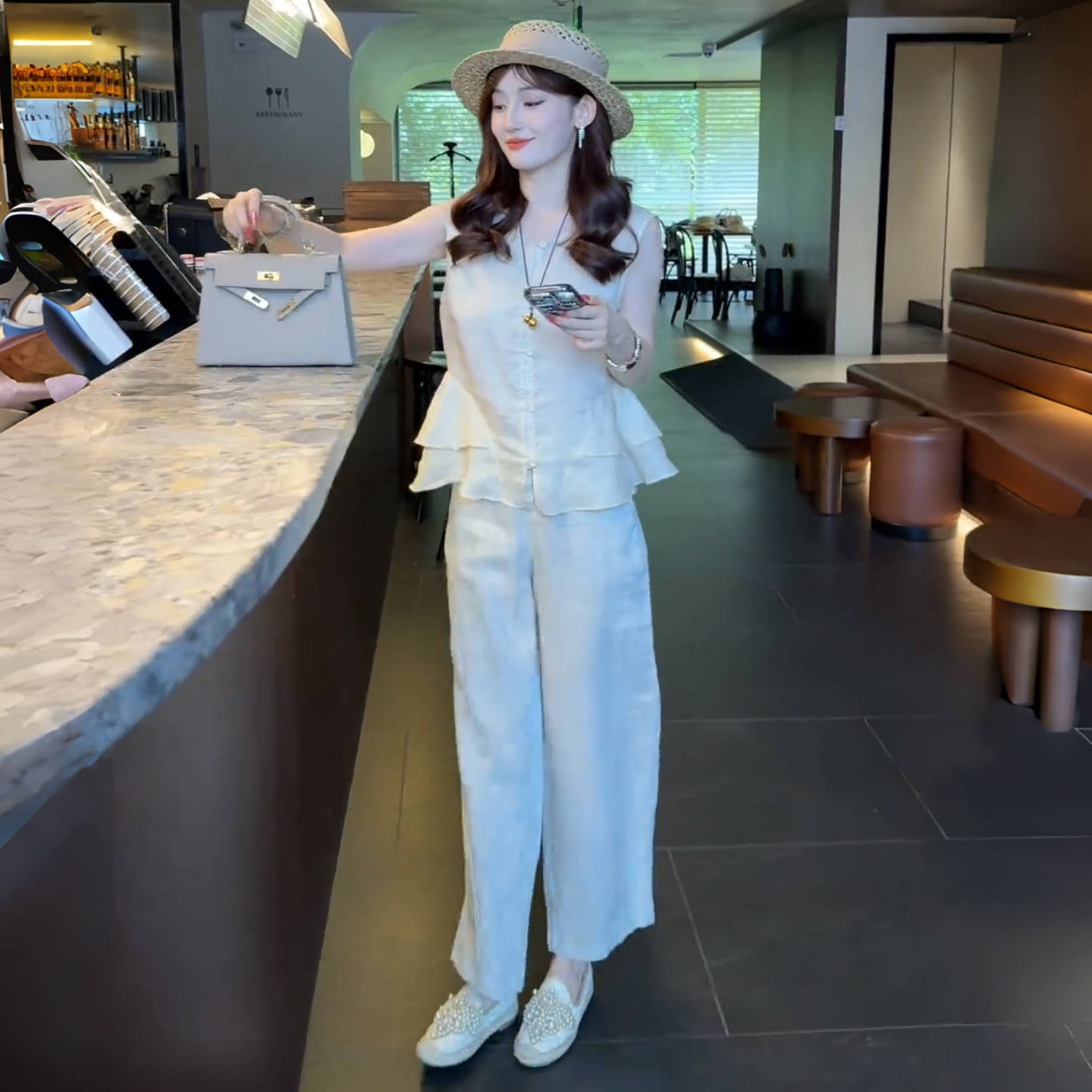 Women's Ruffle Top and Wide-Leg Trousers Set photo 4