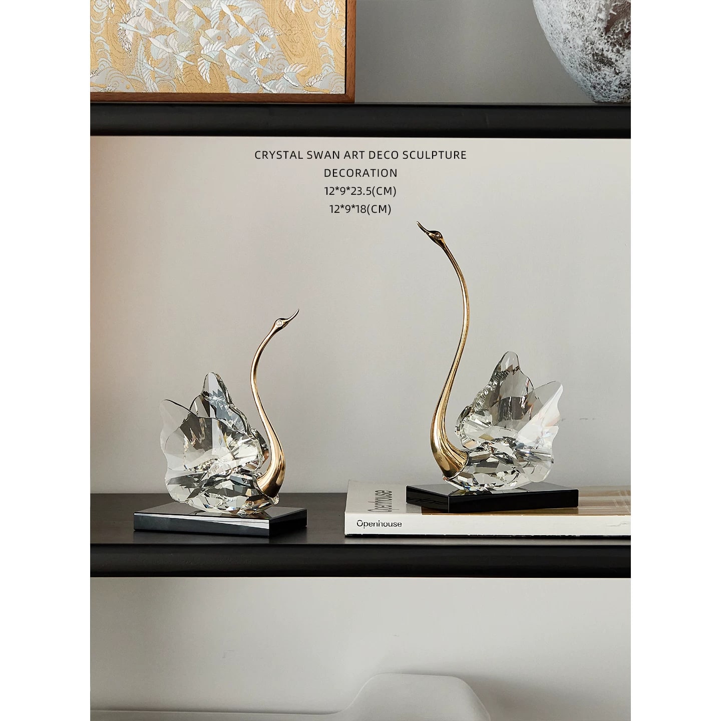Crystal Swan Sculpture Pair photo 4