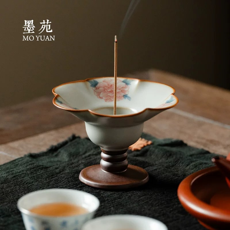 Ru-Glaze Ceramic Incense Stand with Nine-Hole Insert photo 4