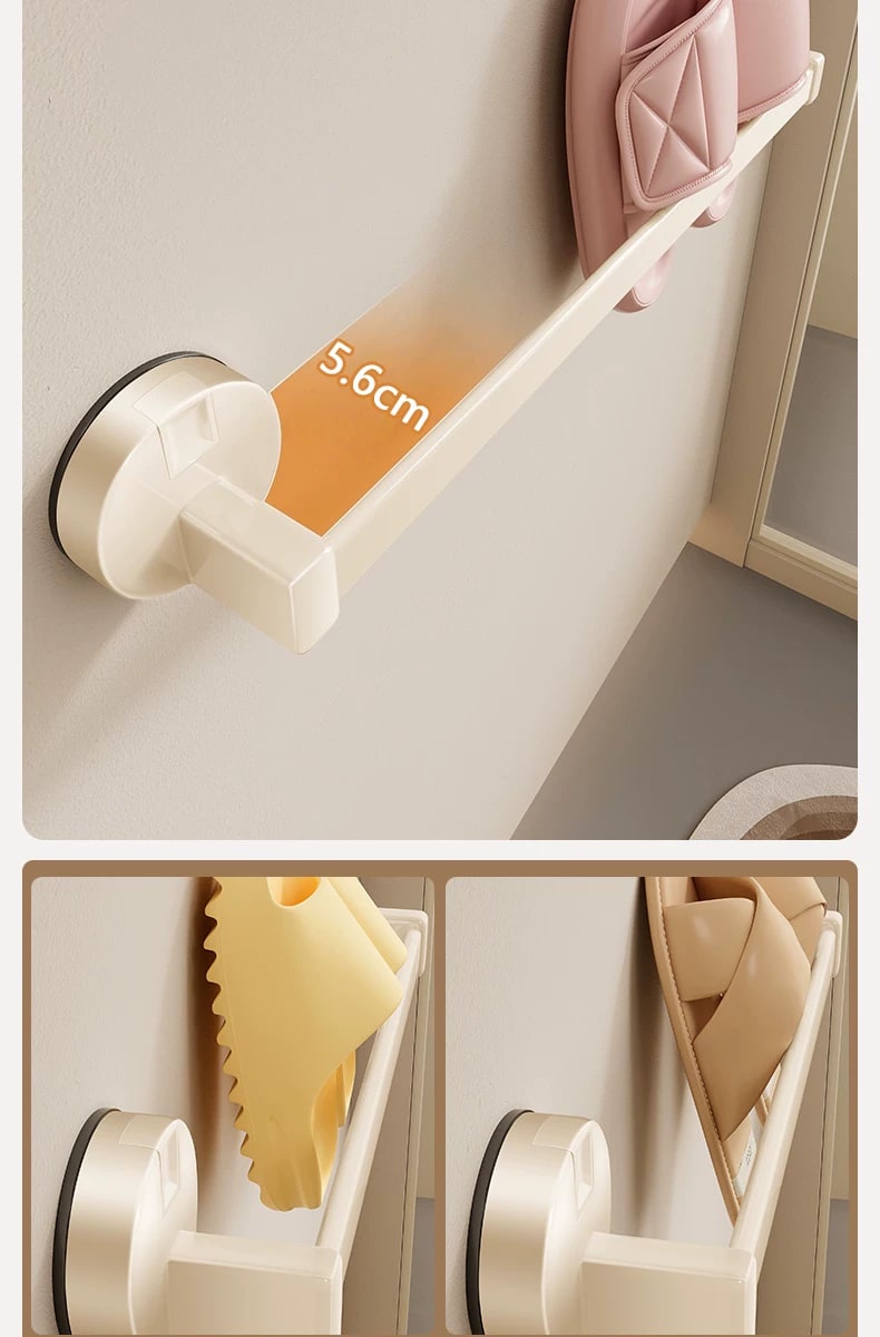 Suction-Mounted Bathroom Slipper and Shoe Rack photo 2