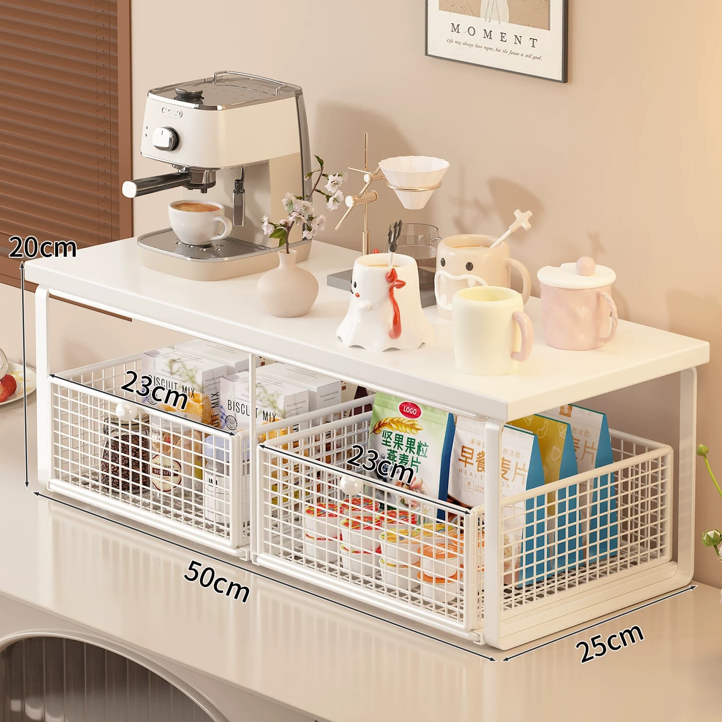 Two-Drawer Countertop Shelf with Wire Baskets photo 3