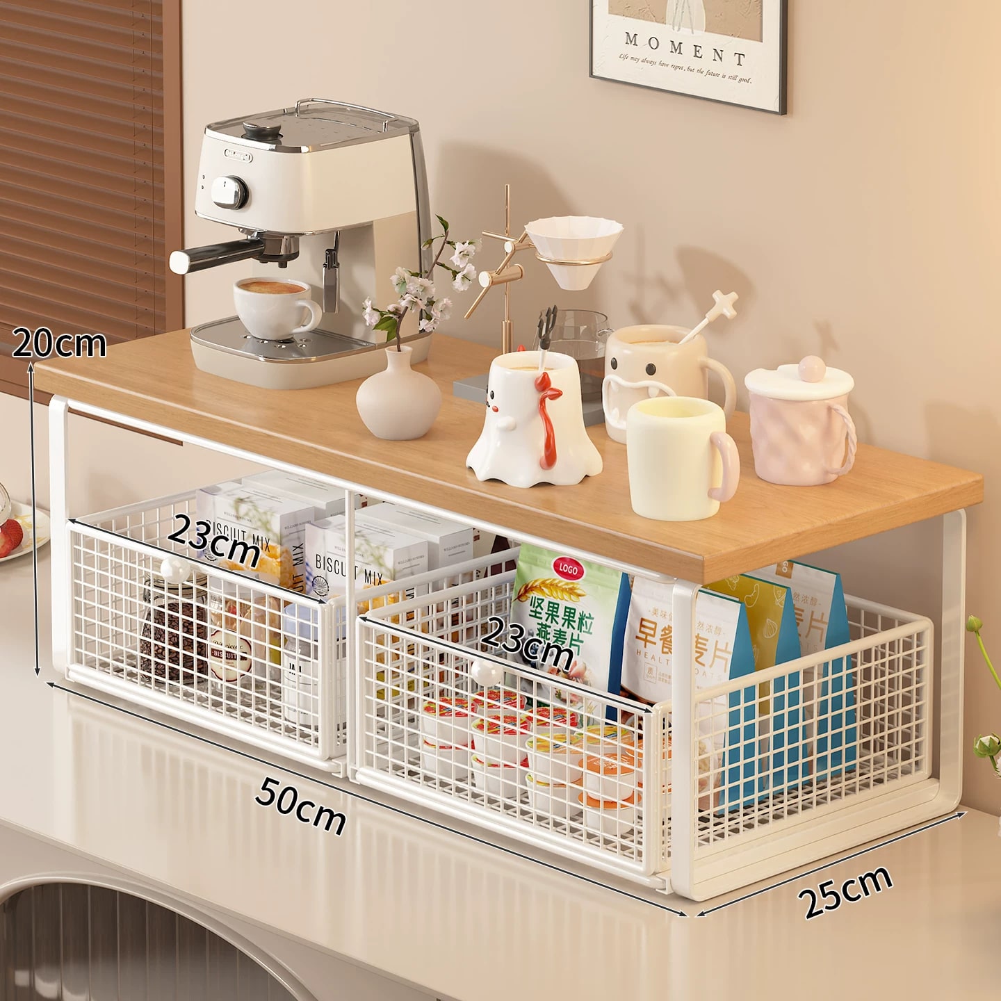 Two-Drawer Countertop Shelf with Wire Baskets photo 2