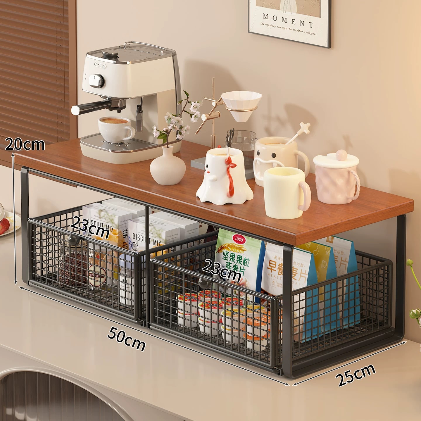 Two-Drawer Countertop Shelf with Wire Baskets photo 4