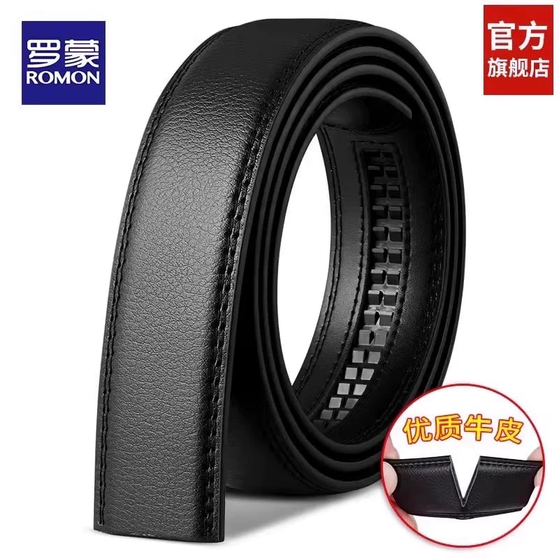 Romon Men's Leather Belt Strap without Buckle 3.5cm photo 2
