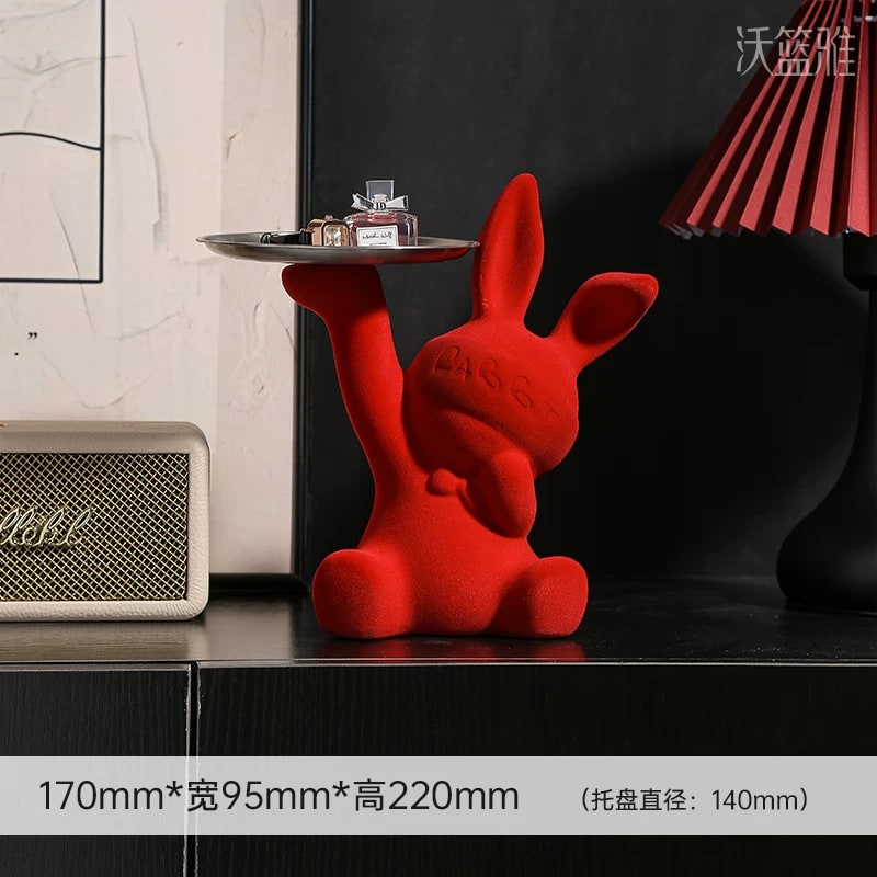 Ceramic Blessing Tray Ornament with Plush Rabbit photo 3