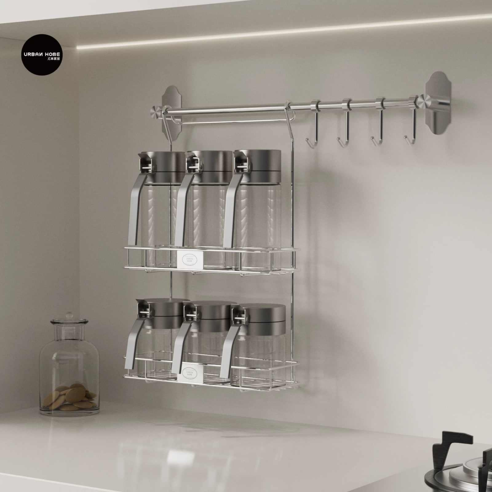 Stainless Steel Kitchen Hanging Rack photo 5