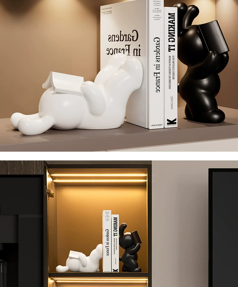 Ceramic Rabbit Bookends and Cabinet Display Set photo 3