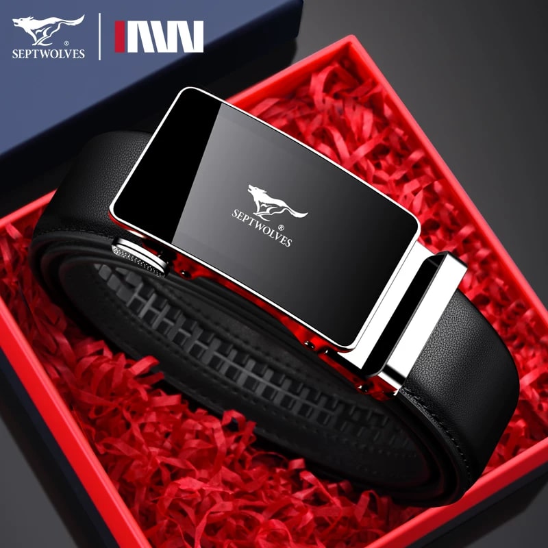 Septwolves Leather Automatic Buckle Belt for Men