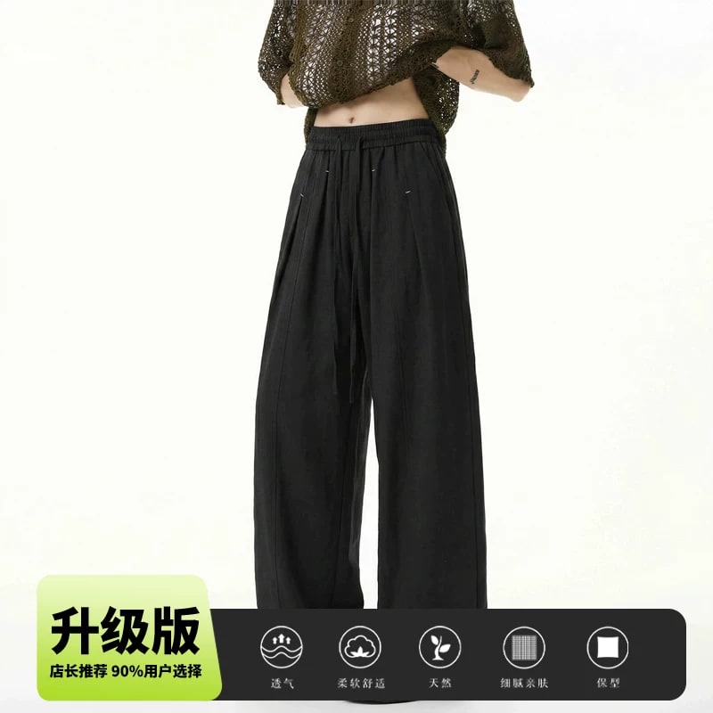 Men's Lightweight Pleated Wide-Leg Trousers photo 4