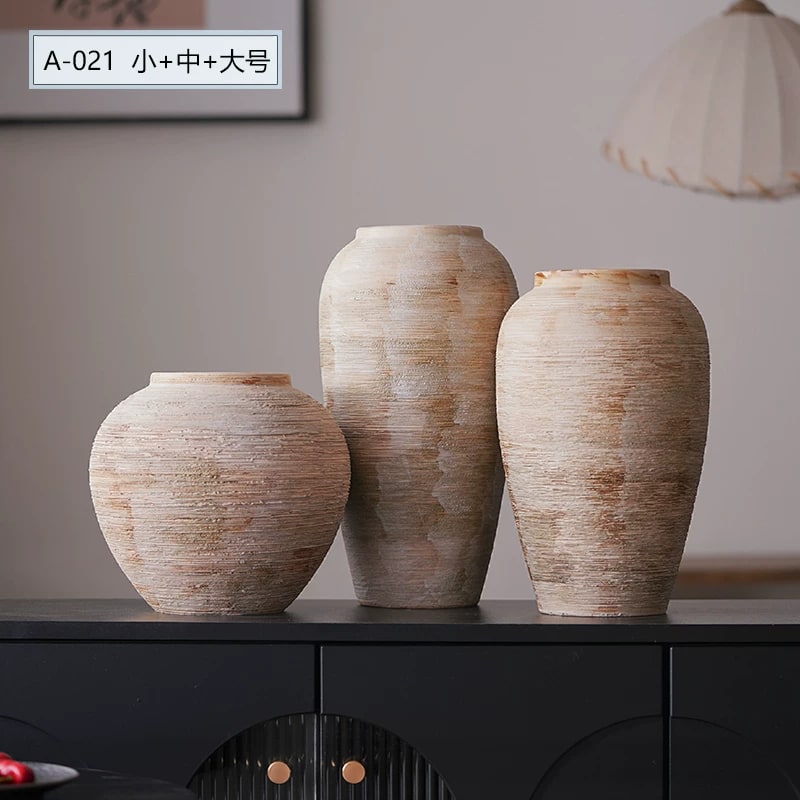 Ribbed Stoneware Vase, Wabi-Sabi Finish photo 6