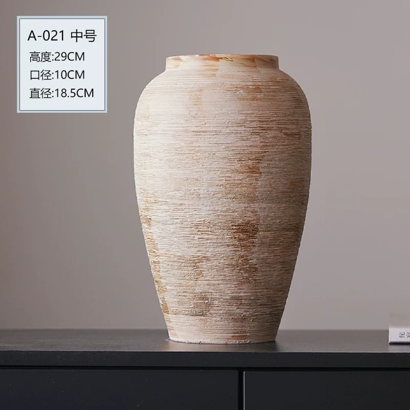 Ribbed Stoneware Vase, Wabi-Sabi Finish photo 2