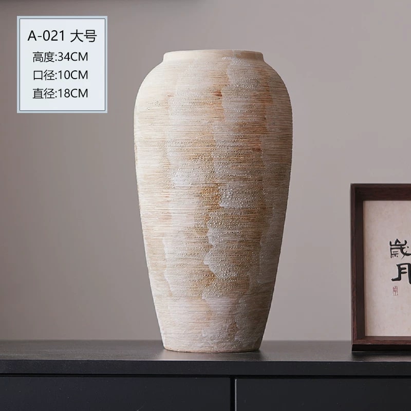 Ribbed Stoneware Vase, Wabi-Sabi Finish photo 3
