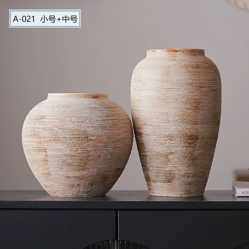Ribbed Stoneware Vase, Wabi-Sabi Finish photo 4