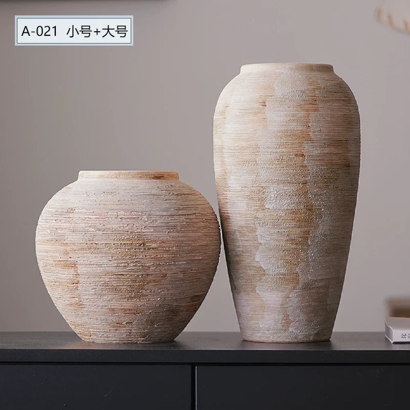 Ribbed Stoneware Vase, Wabi-Sabi Finish photo 5