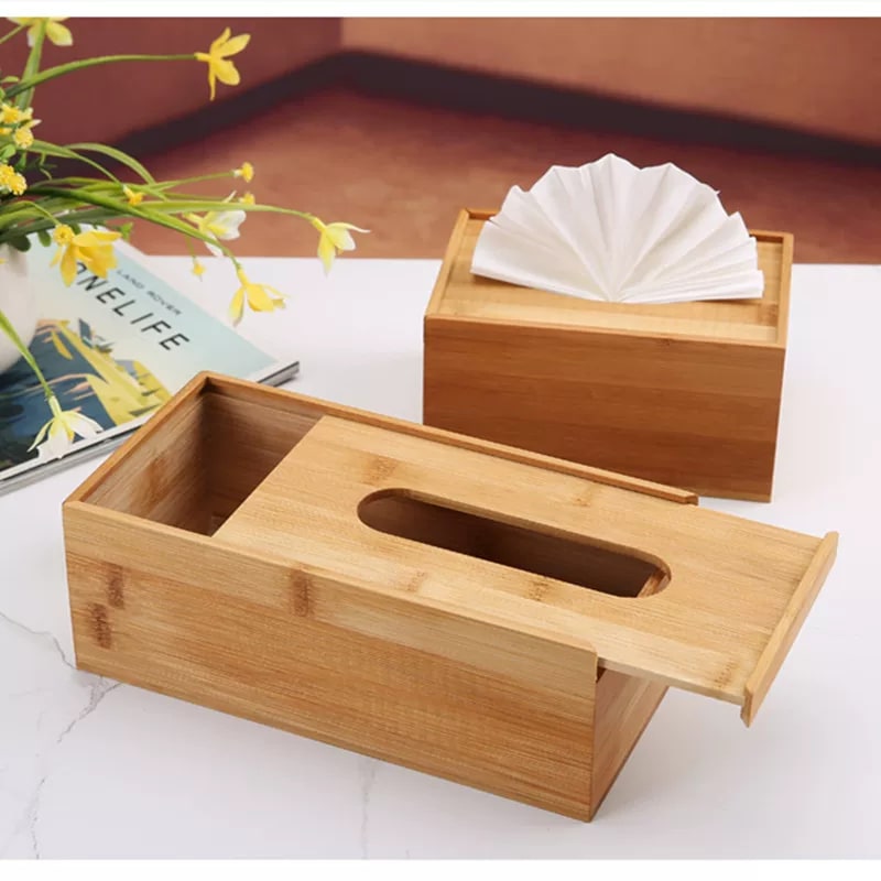 Custom Bamboo Tissue Box Cover photo 2