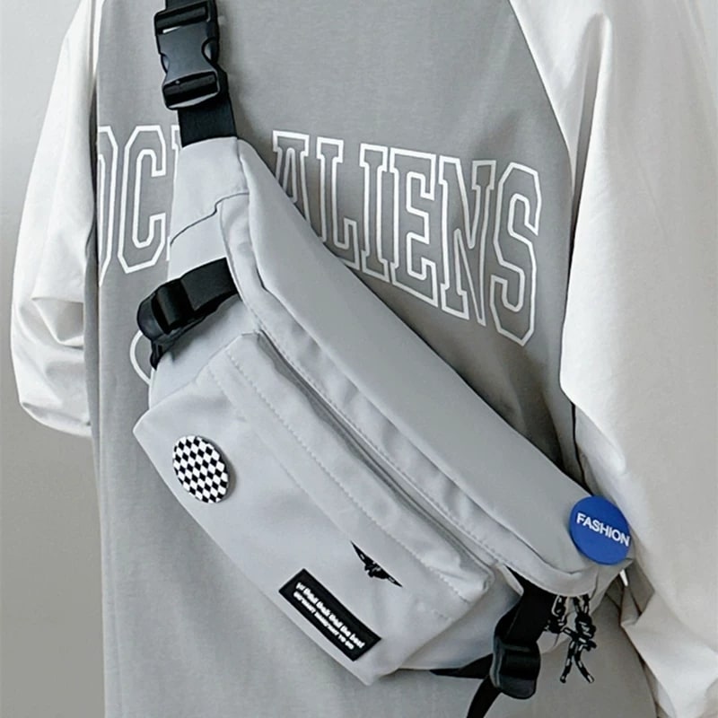 Men's Nylon Chest Sling Bag with Badge Set photo 2