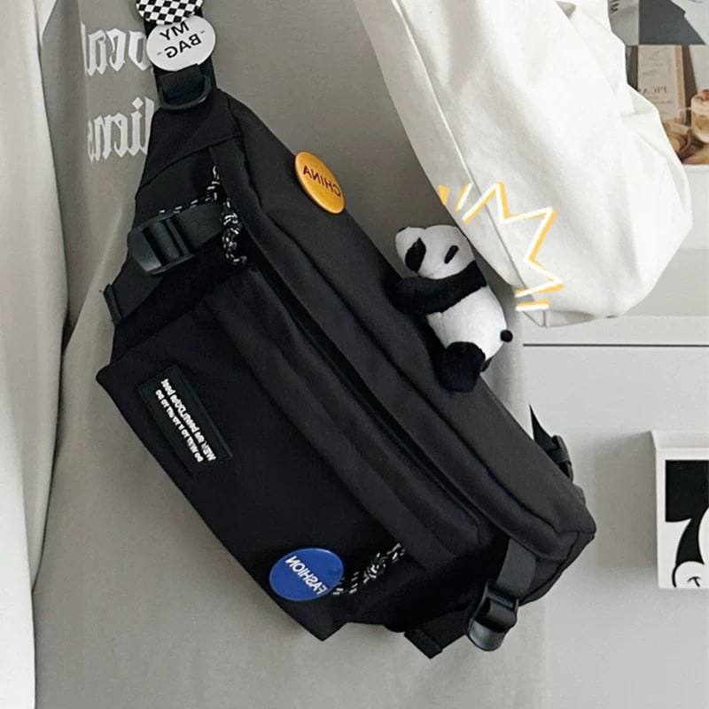 Men's Nylon Chest Sling Bag with Badge Set photo 6