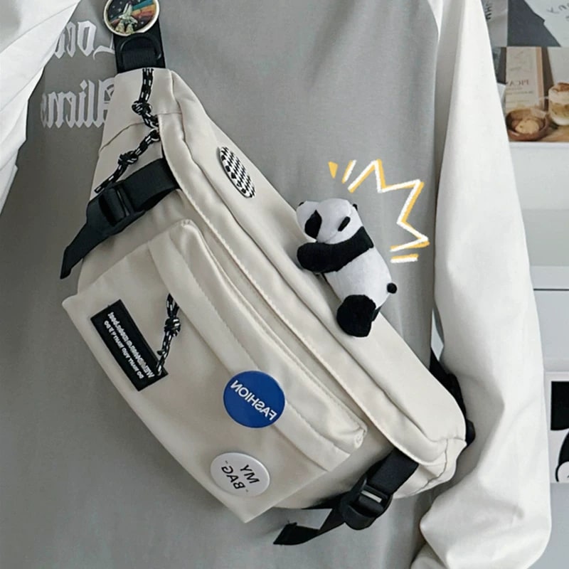 Men's Nylon Chest Sling Bag with Badge Set photo 4