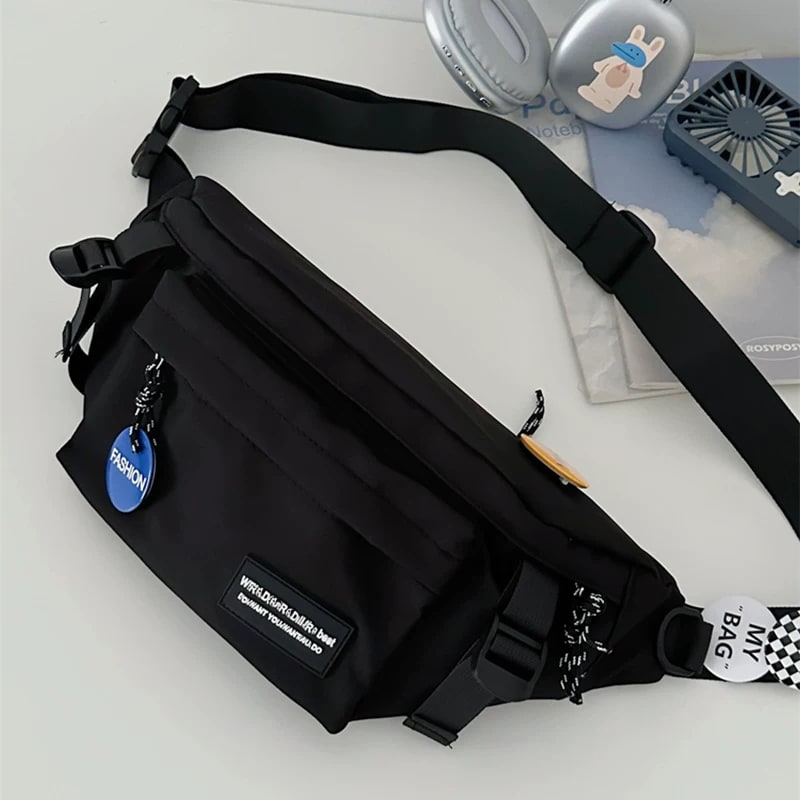 Men's Nylon Chest Sling Bag with Badge Set photo 3