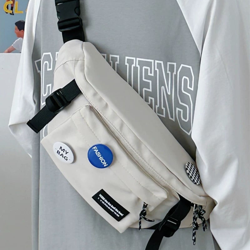 Men's Nylon Chest Sling Bag with Badge Set — Fashion on G+ Market