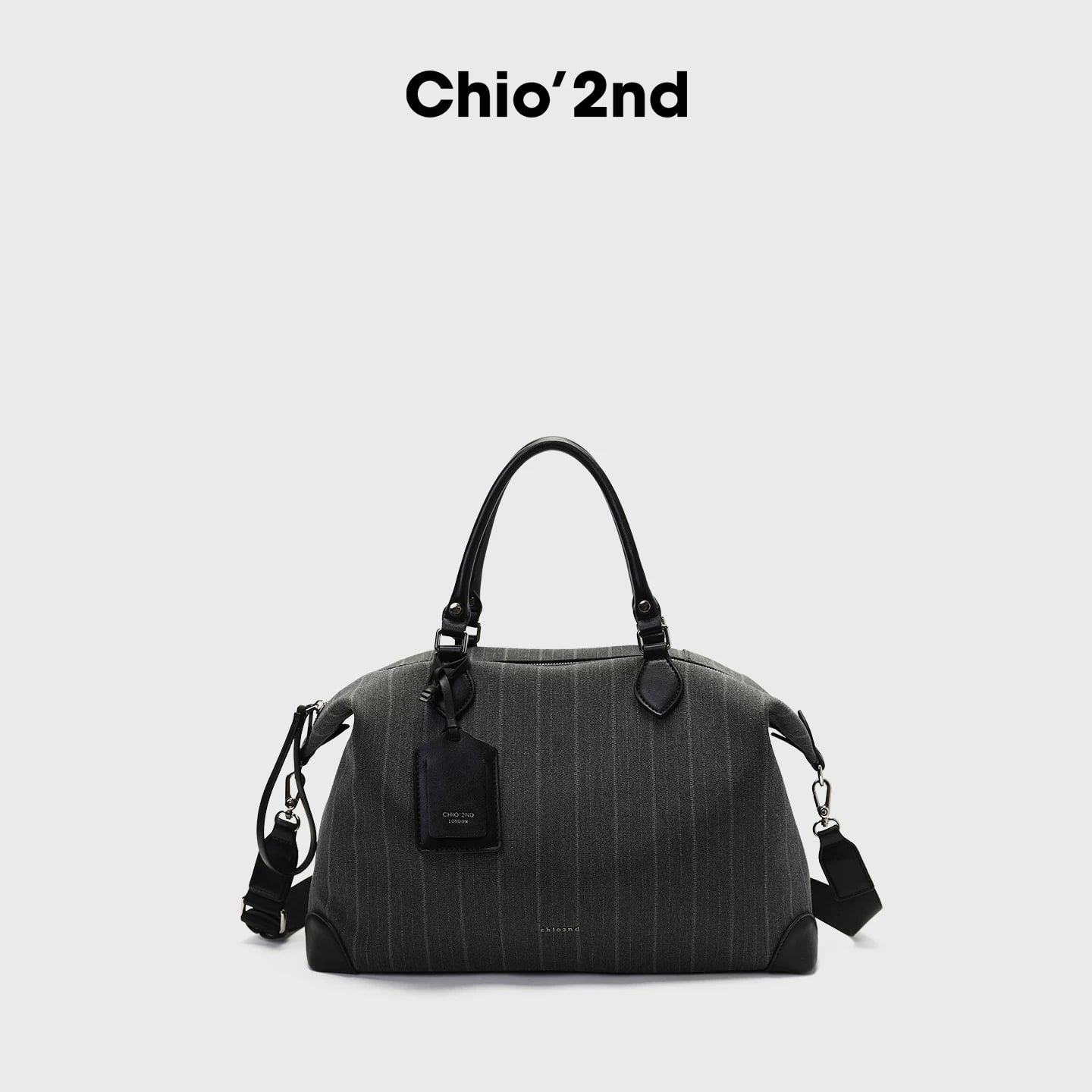 Pinstripe Slouch Tote with Shoulder Strap photo 6