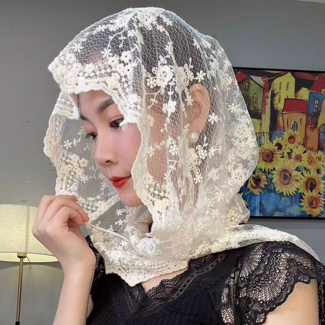 Floral Embroidered Lace Headscarf — Fashion on G+ Market