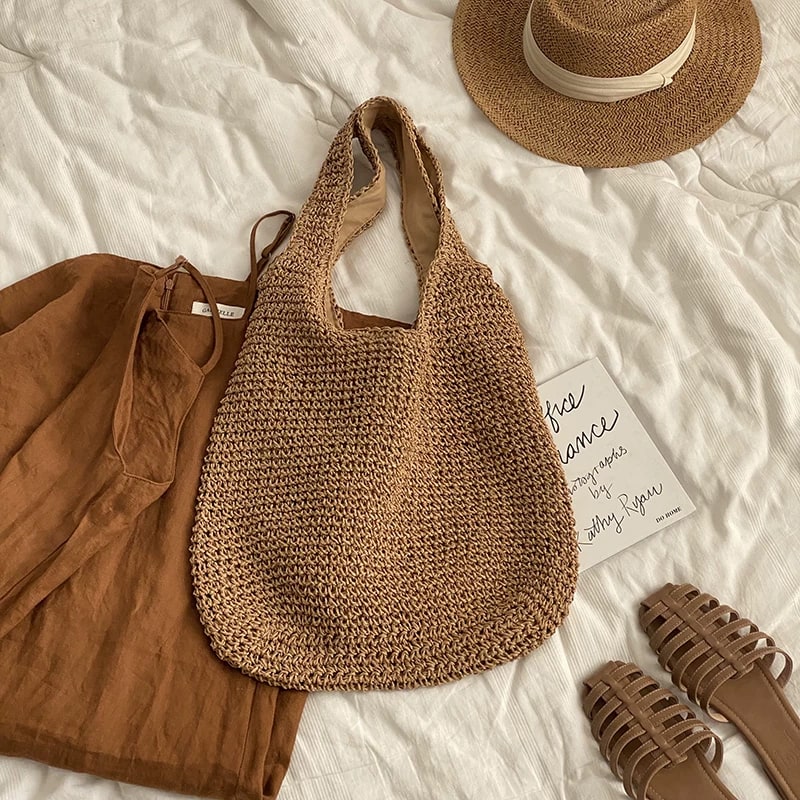 Woven Straw Beach and Holiday Shoulder Bag
