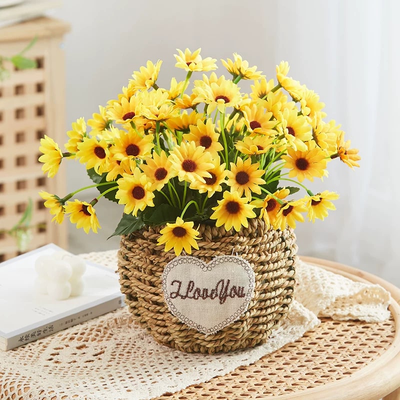 Artificial Flower Arrangement in Woven Basket photo 3