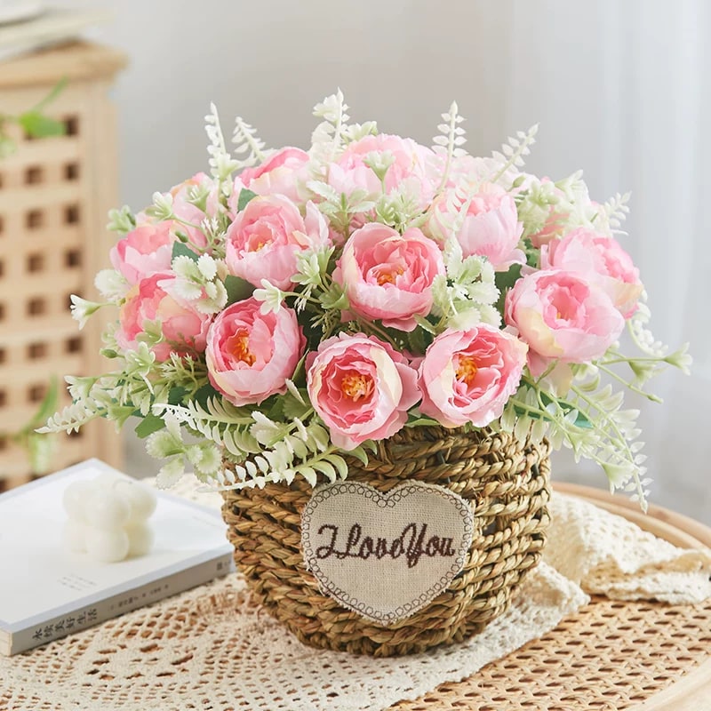 Artificial Flower Arrangement in Woven Basket photo 6