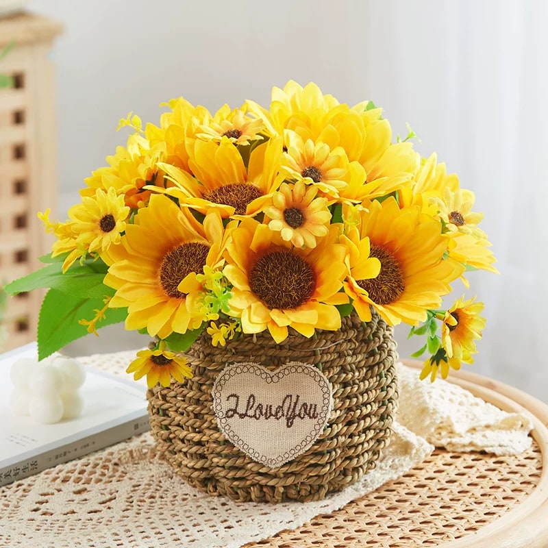 Artificial Flower Arrangement in Woven Basket — Home & Furniture on G+ Market