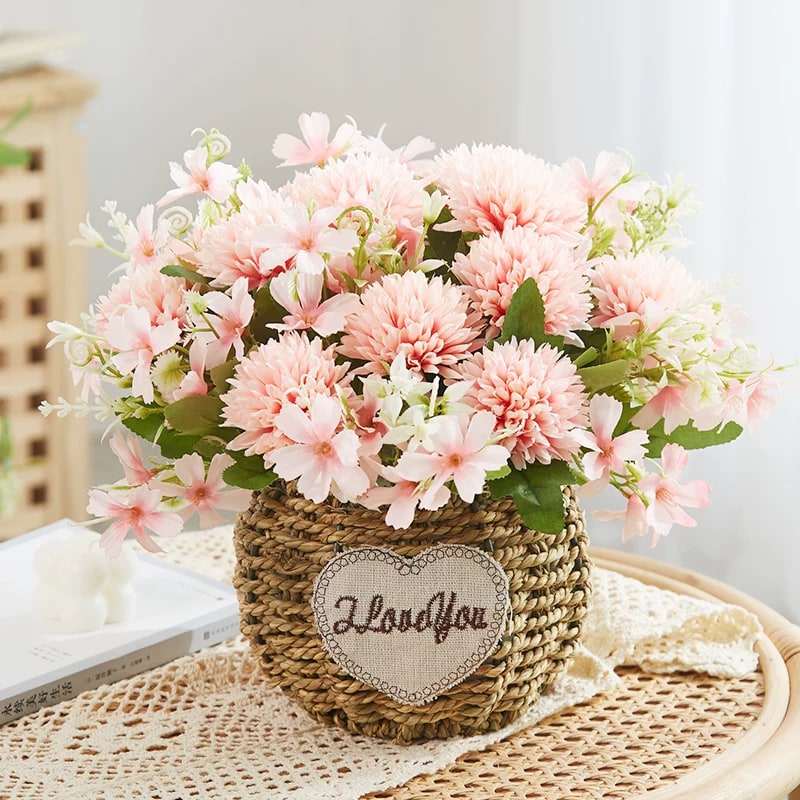 Artificial Flower Arrangement in Woven Basket photo 4