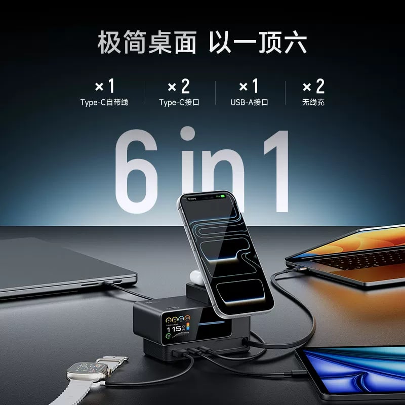 CUKTECH TA1406 140W 6-in-1 Desktop GaN Charging Station photo 4