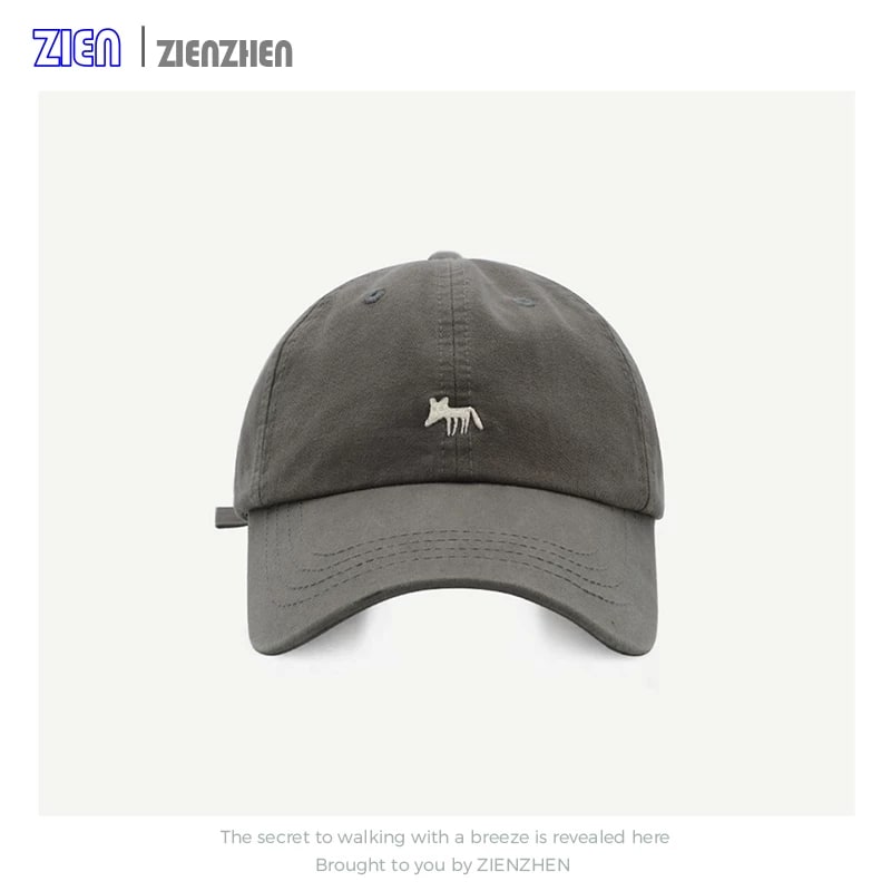 ZIEN Fox Embroidered Curved-Brim Baseball Cap photo 3