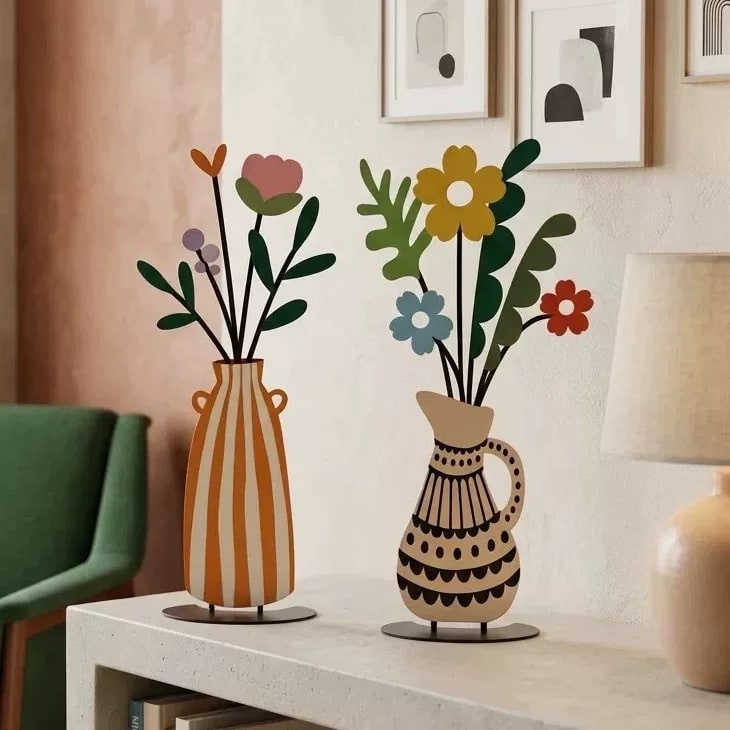 Iron Flower Vase Ornament with Flat Colour Print — Home & Furniture on G+ Market