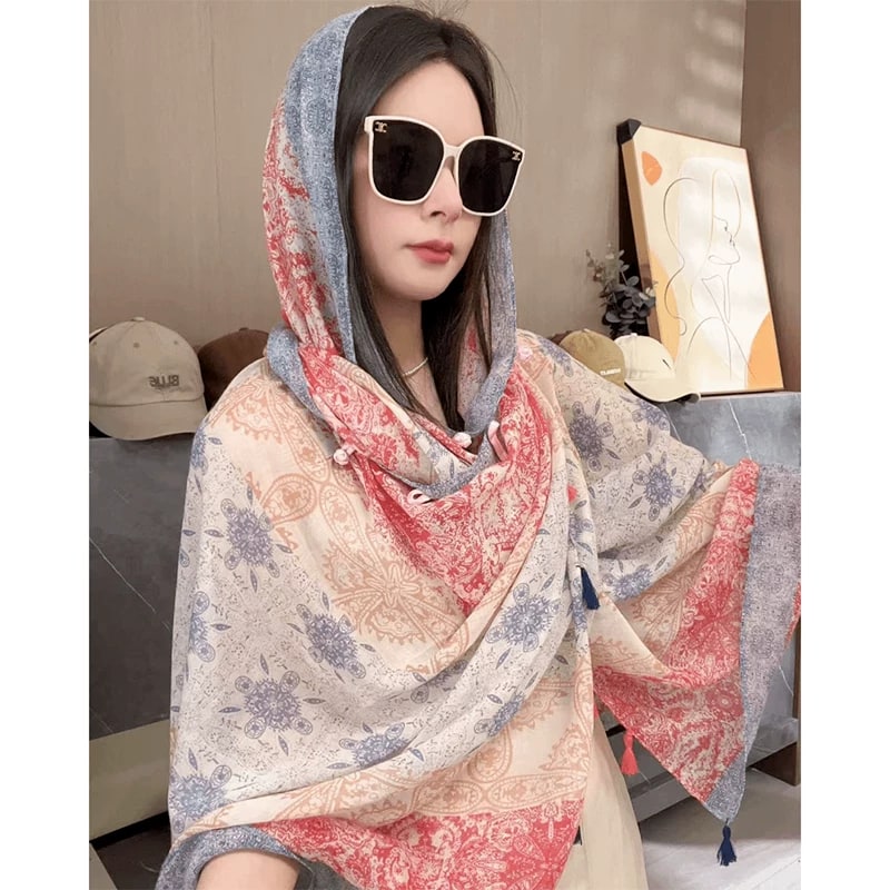 Lightweight Geometric Polyester Scarf and Shawl photo 5