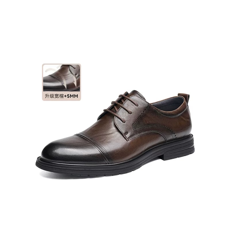 Men's Cap-Toe Genuine Leather Derby Dress Shoes photo 6