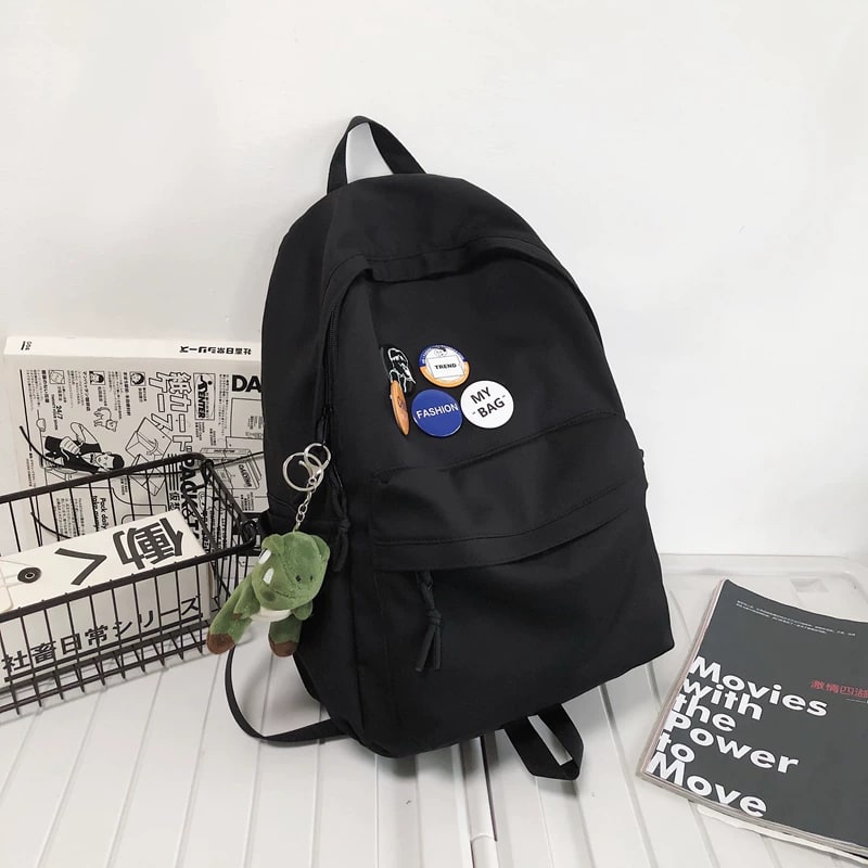 Water-Resistant Nylon Laptop Backpack with Charm photo 4
