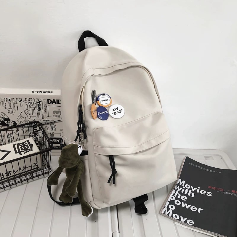 Water-Resistant Nylon Laptop Backpack with Charm photo 5