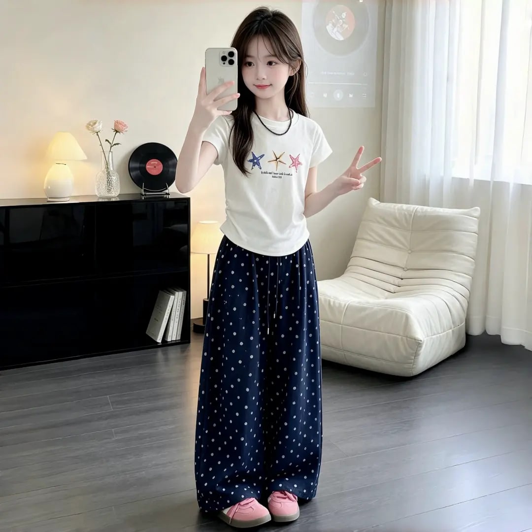 Girls' Starfish Top and Wide-Leg Trousers Set photo 5