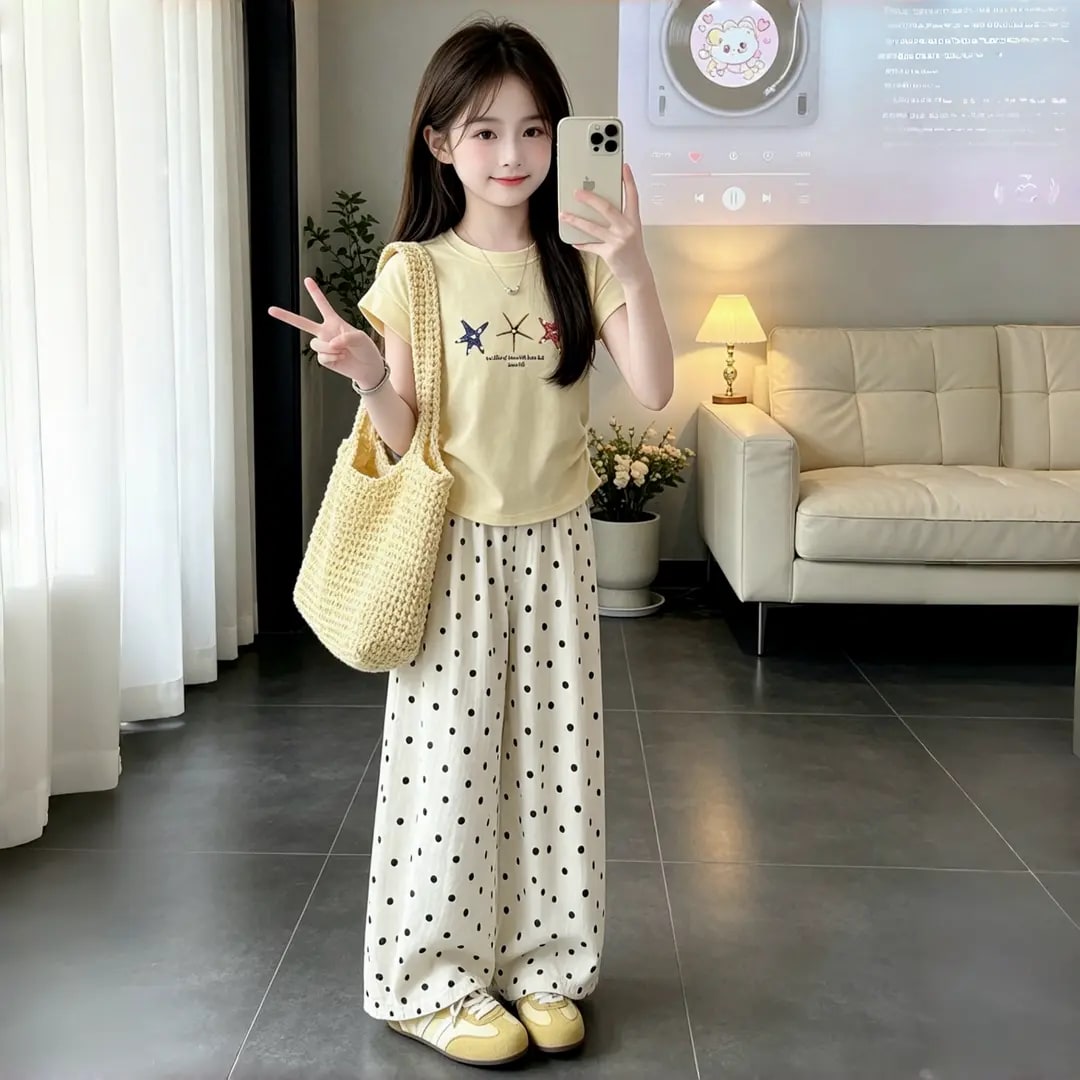 Girls' Starfish Top and Wide-Leg Trousers Set photo 6