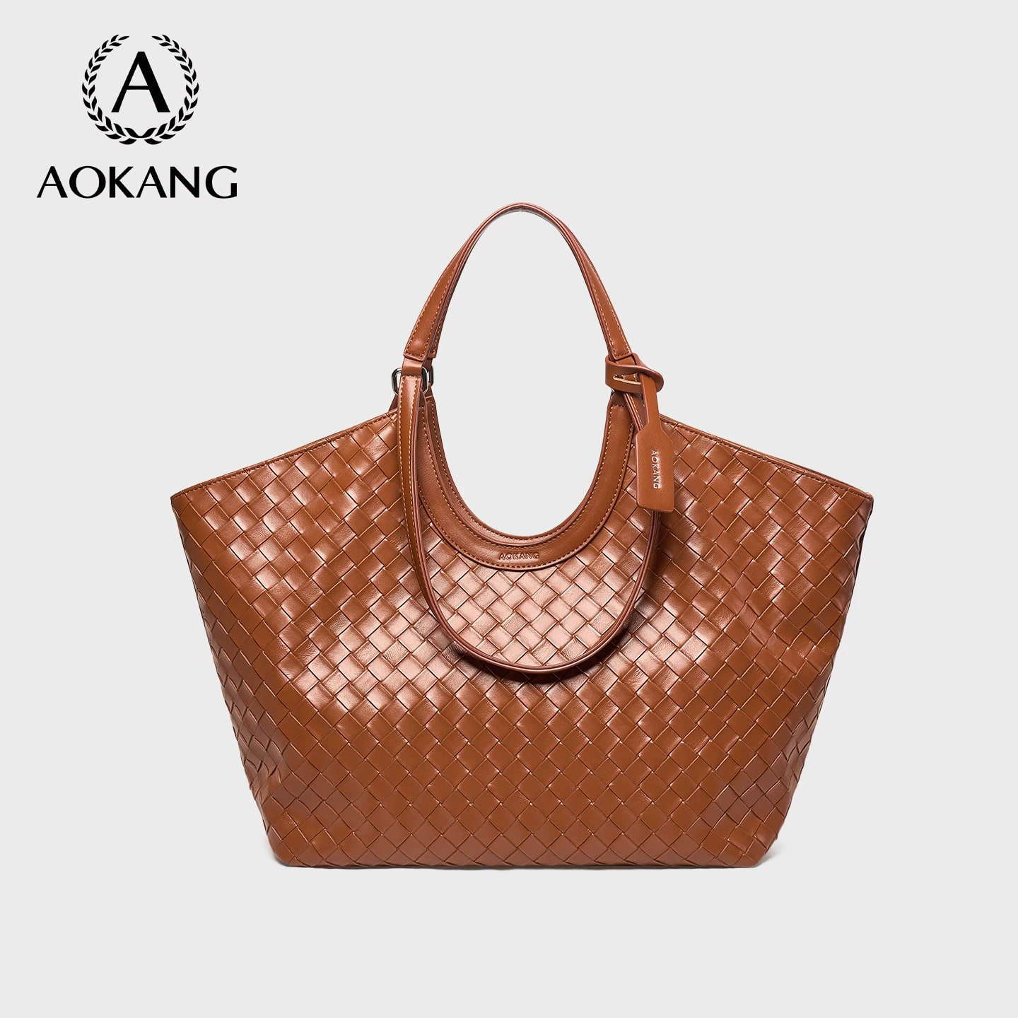 Aokang Woven Leather Tote with Inner Pouch photo 2