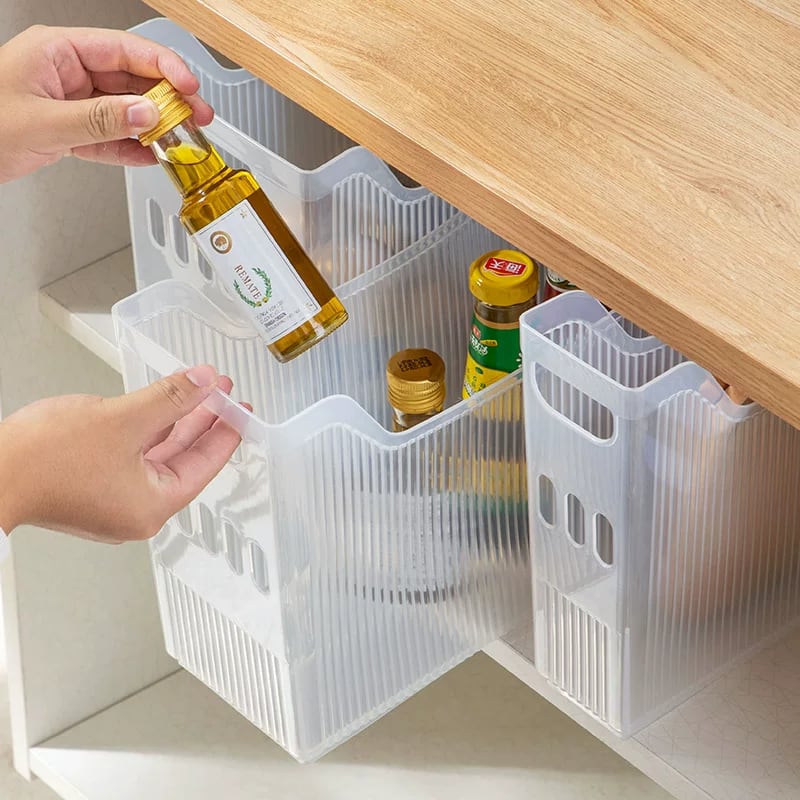 Transparent PP Plastic Rolling Storage Basket with Handles photo 3