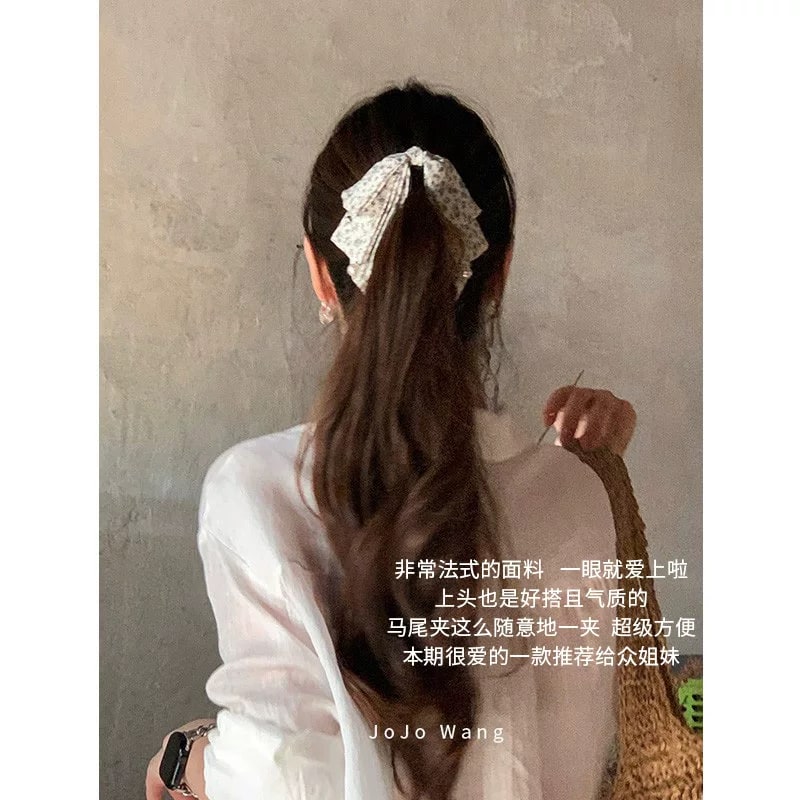 Floral Fabric Bow Banana Hair Clip photo 6