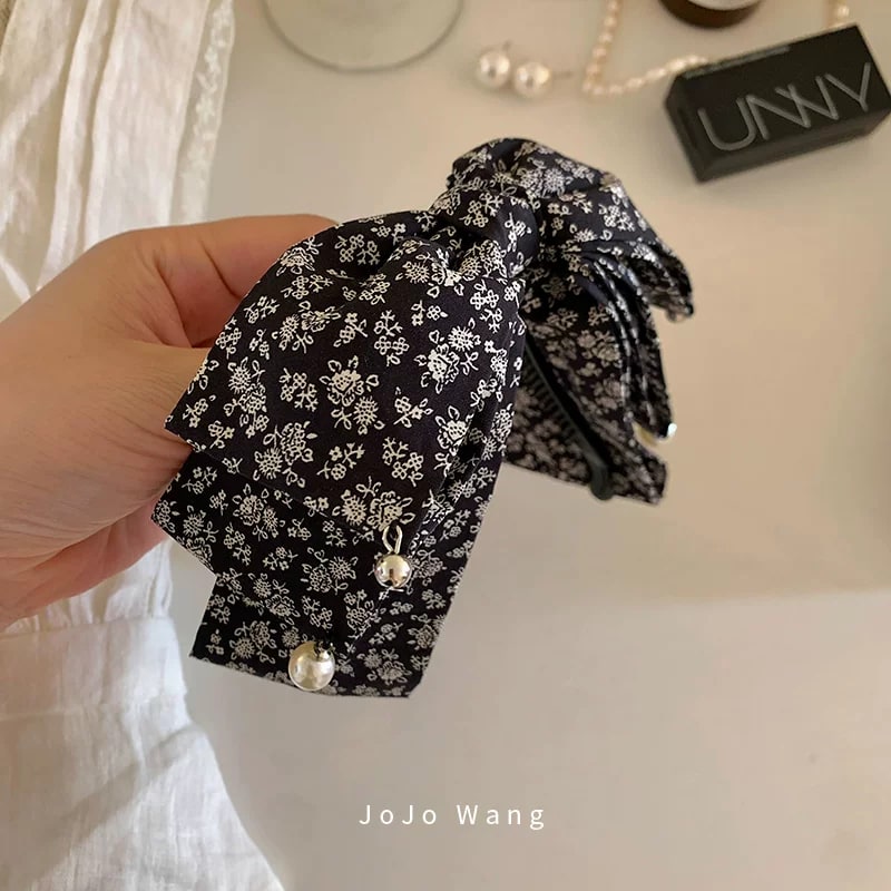 Floral Fabric Bow Banana Hair Clip photo 2