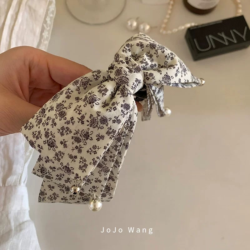 Floral Fabric Bow Banana Hair Clip — Fashion on G+ Market
